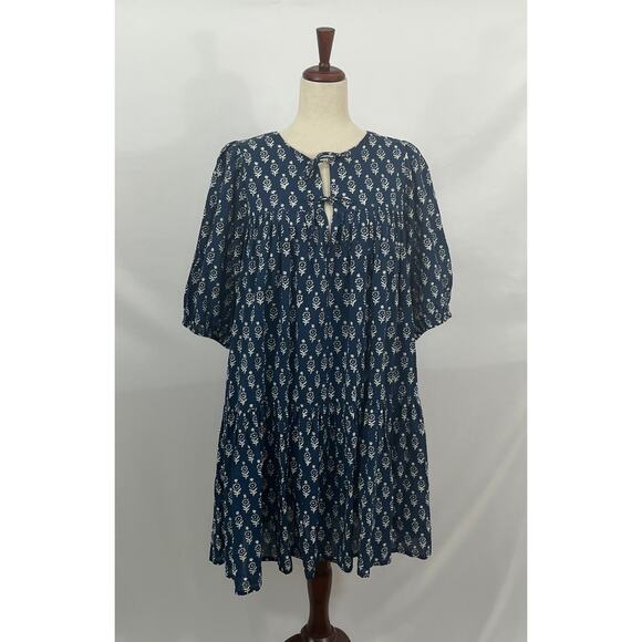 EMERSON FRY India Collection Sz M/L Marguerite Blue Isla Dress - Picture 13 of 16